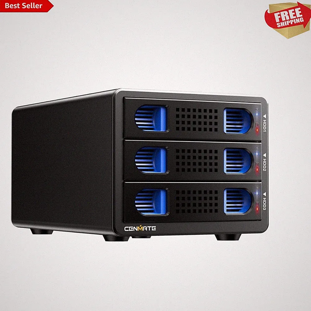 Aluminum Hard Drive Enclosure with Cooling Fan for 2.5“/3.5" SATA HDD/SSD wit...