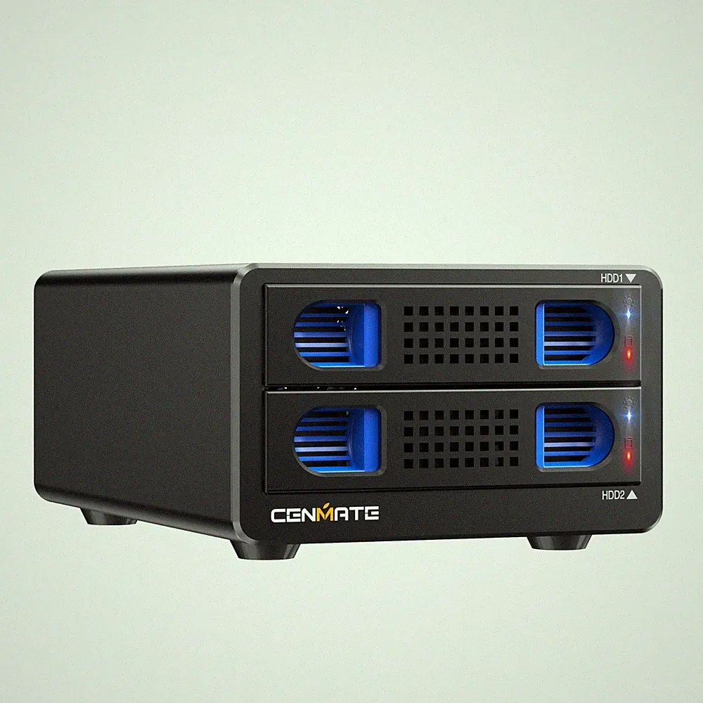 "Dual Bay Hard Drive Enclosure with Cooling Fan for 2.5”/3.5” SATA SSD/HDD"