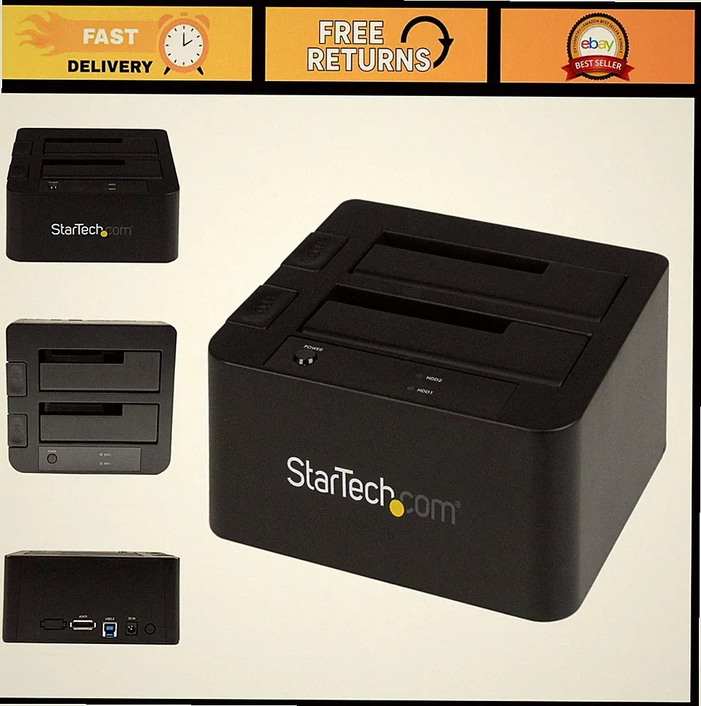 Dual-Bay USB 3.0 eSATA SATA Hard Drive Docking Station, Hot-Swap SSD/HDD Dock