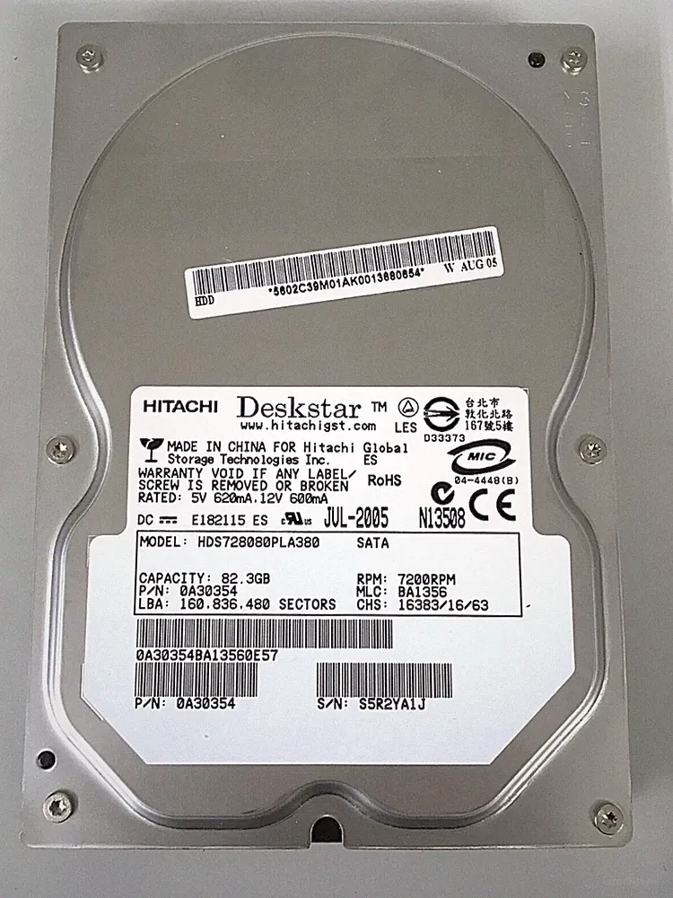 HITACHI DESKSTAR HDS728080PLA380 SATA 80 GB HARD DRIVE GOOD SCHOOL SURPLUS