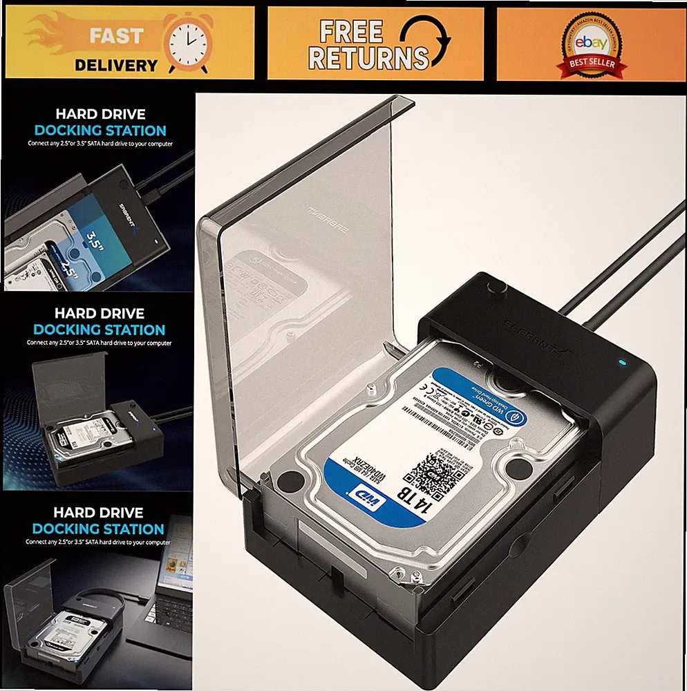 USB 3.0 to SATA External Hard Drive Docking Station for 2.5"/3.5" HDD/SSD, UASP