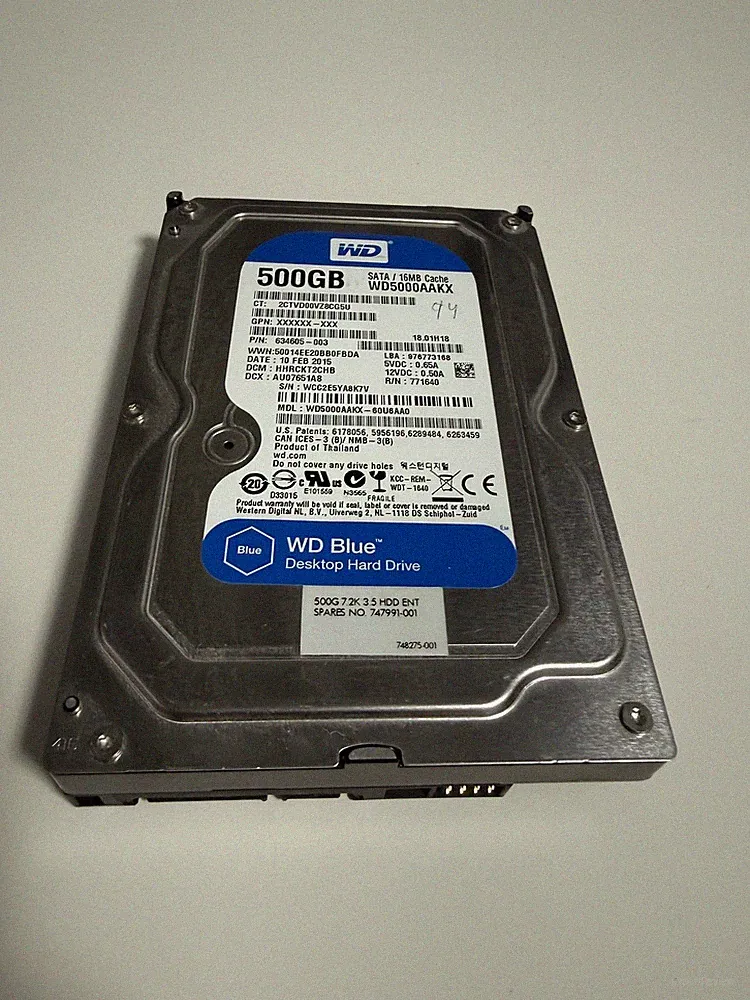 Western Digital 500GB Internal 7200 RPM 3.5 inch (WD5000AAKX) Hard Drive 94%