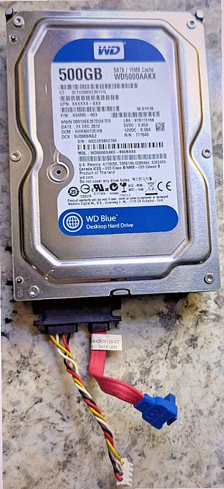 Western Digital 500GB,Internal,7200 RPM,3.5inch (WD5000AAKX) Hard Drive USED